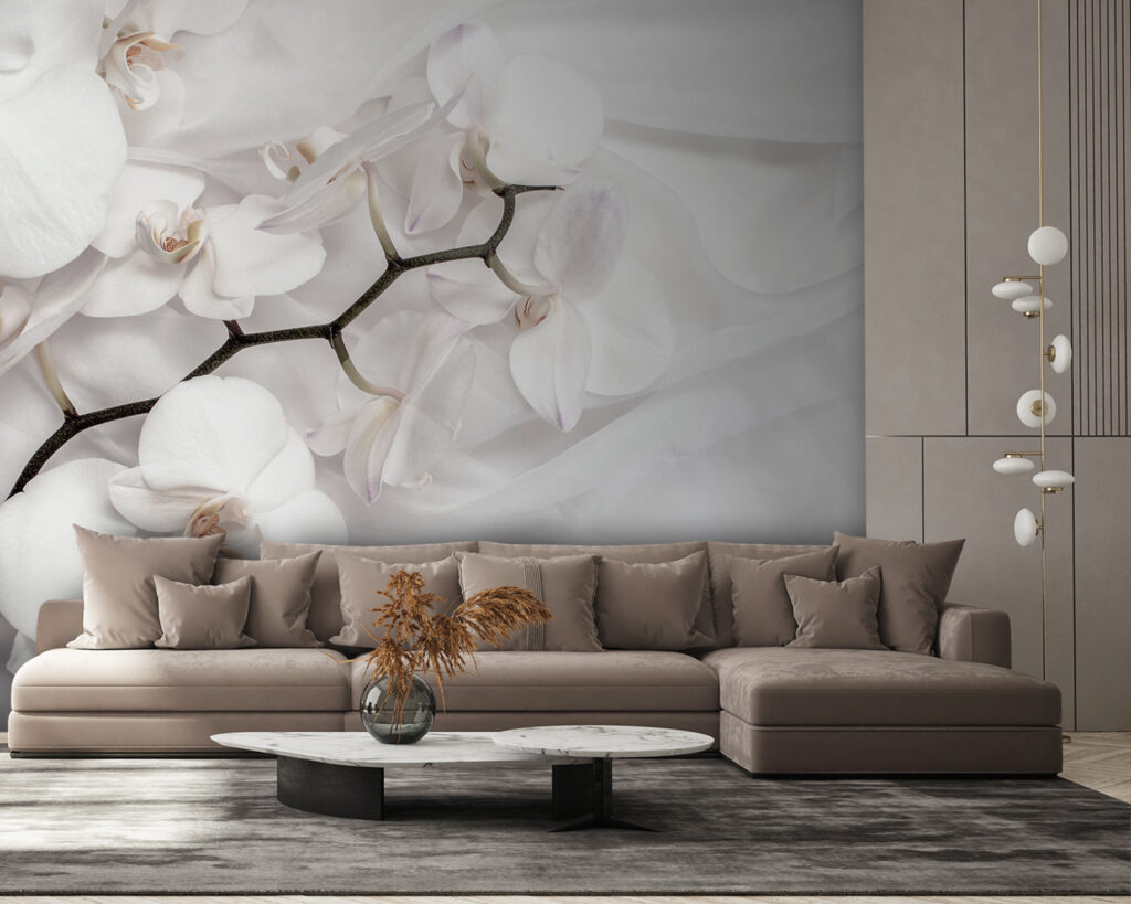 Weiße Orchideen auf weißem Stoff u94056pig58m 1024x819 - Weiße Orchideen auf weißem Stoff