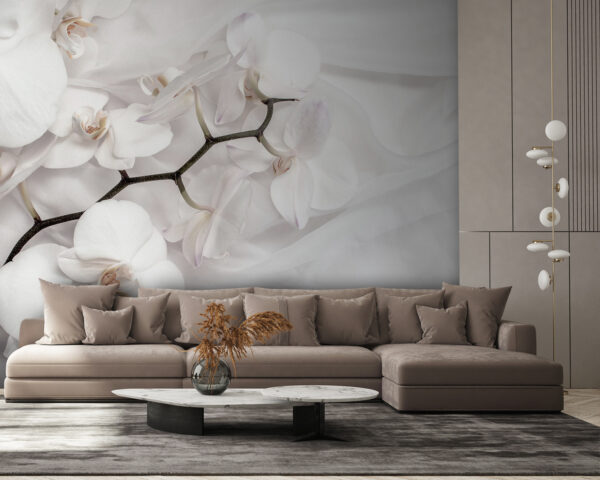 Weiße Orchideen auf weißem Stoff u94056pig58m 600x480 - Weiße Orchideen auf weißem Stoff