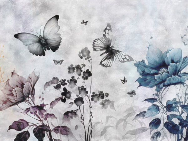 Schmetterlinge fliegen über Blumen Schmetterlinge fliegen über Blumen