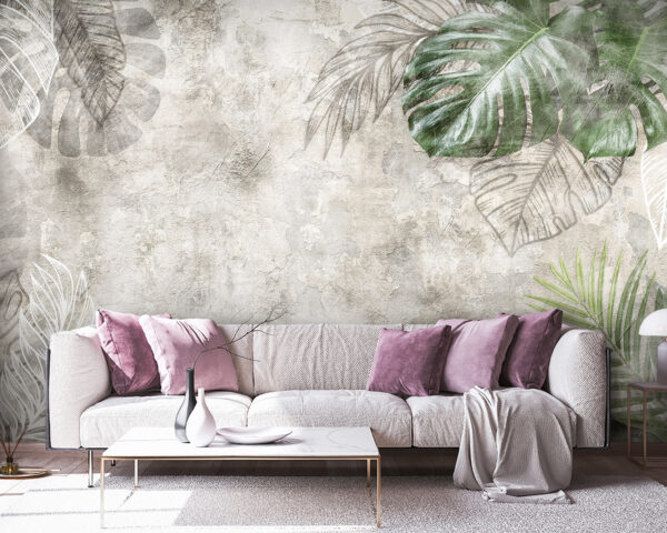 Elegante Blätter auf strukturiertem Hintergrund. Elegante Blätter auf strukturiertem Hintergrund.