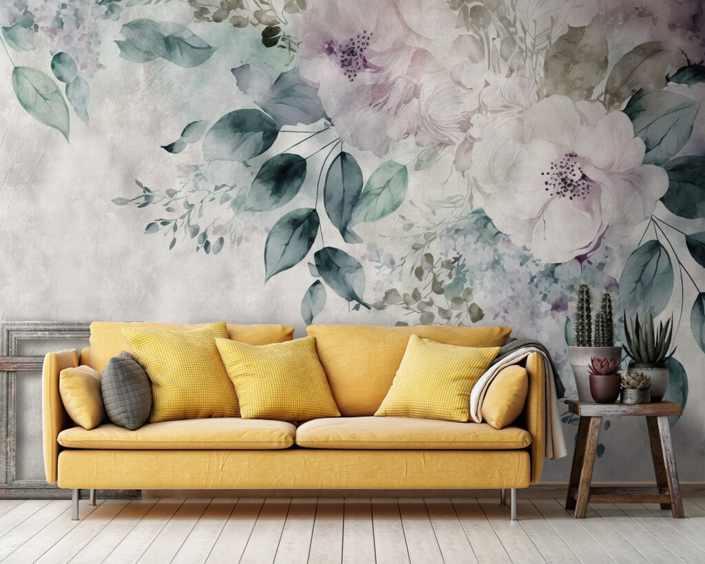 Painting of flowers and leaves