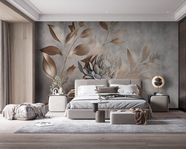 Elegant paper flowers and delicate leaves Elegant paper flowers and delicate leaves