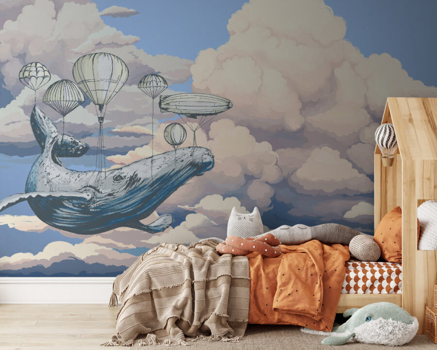 Walfisch mit Heißluftballons