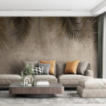 Fototapeten Palmenblätter vor einem strukturierten Hintergrund