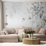 Fototapeten Vögel fliegen Vögel im Nebel