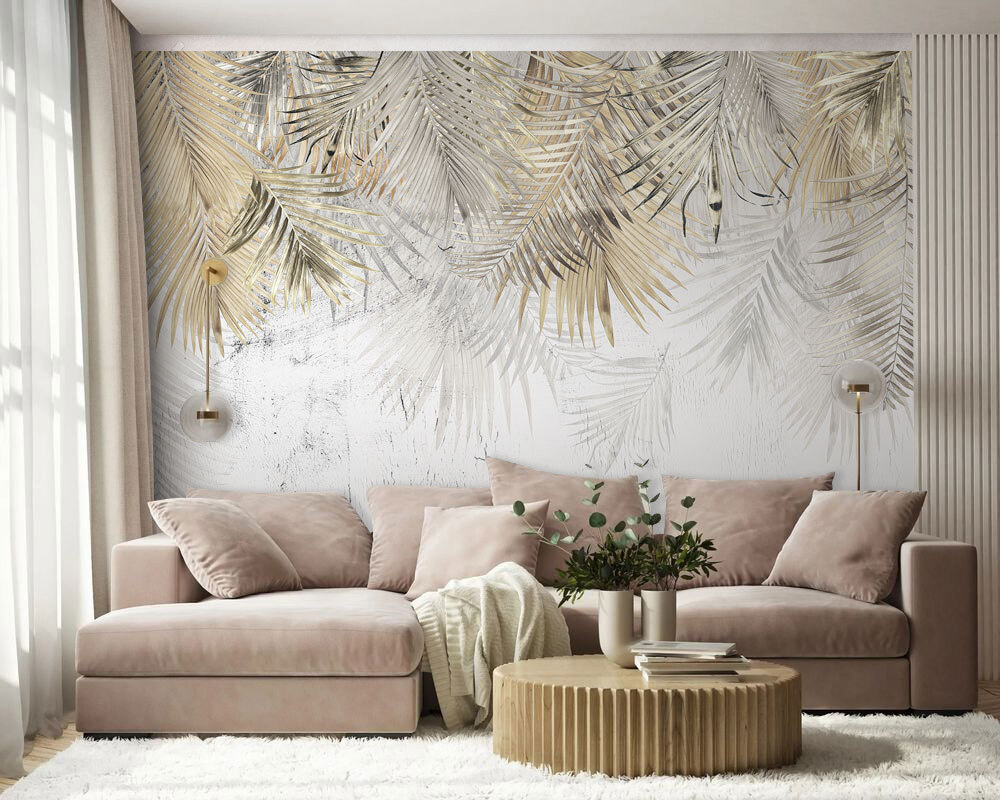 Elegante Palmenblätter auf einem strukturierten Hintergrund u93843pig3 - Elegante Palmenblätter auf einem strukturierten Hintergrund