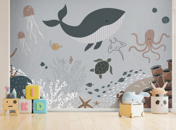 Meeresleben mit Fischen und Algen Meeresleben mit Fischen und Algen
