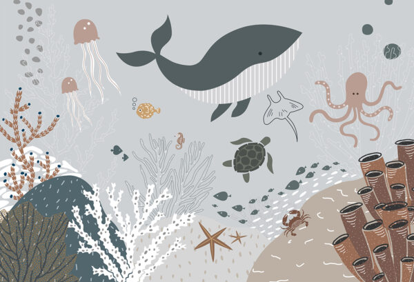 Meeresleben mit Fischen und Algen Meeresleben mit Fischen und Algen
