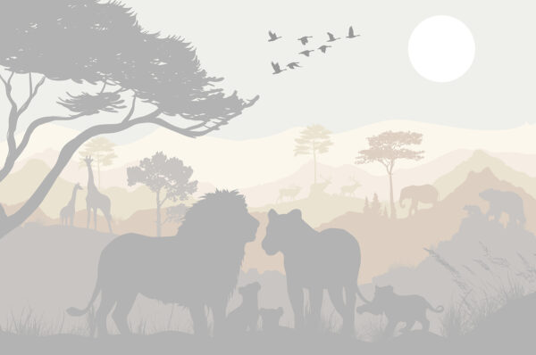 Gruppe von Tieren in einer Landschaft Gruppe von Tieren in einer Landschaft