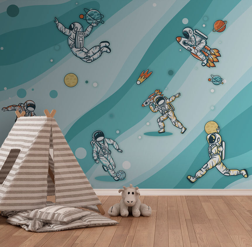 Gruppe von Astronauten im Weltraum