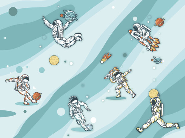 Gruppe von Astronauten im Weltraum Gruppe von Astronauten im Weltraum