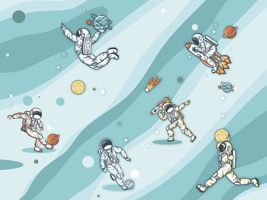 Gruppe von Astronauten im Weltraum