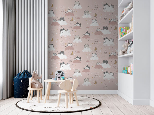 Muster von Katzen auf einem rosa Hintergrund Muster von Katzen auf einem rosa Hintergrund