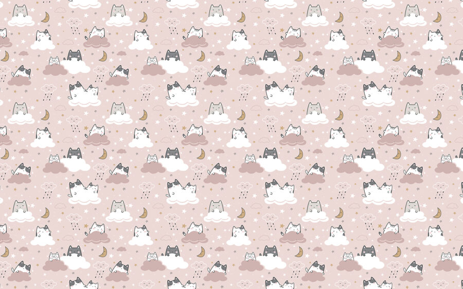 Muster von Katzen auf einem rosa Hintergrund Muster von Katzen auf einem rosa Hintergrund