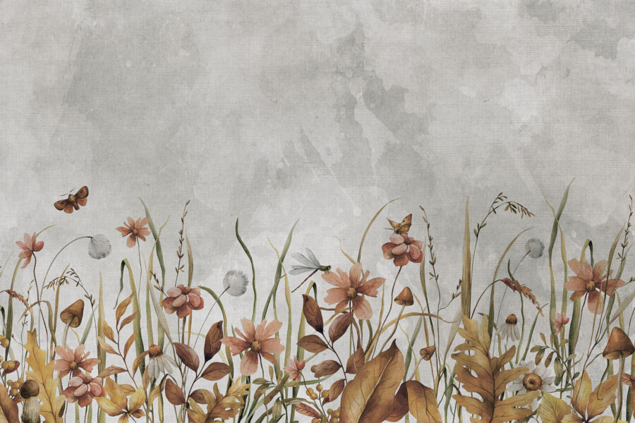 Malerei von Blumen und Gras Malerei von Blumen und Gras