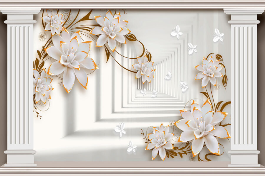 Eleganter floraler Rahmen mit Butterflys