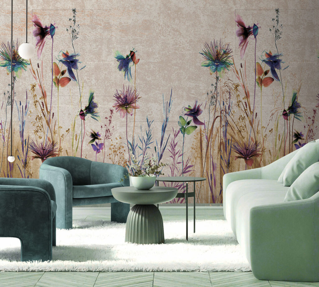 Colorful flowers in a serene landscape