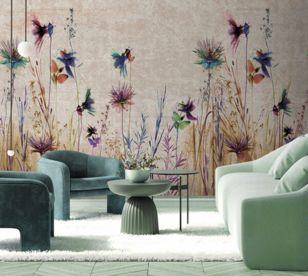 Bunte Blumen in einer ruhigen Landschaft. Bunte Blumen in einer ruhigen Landschaft.