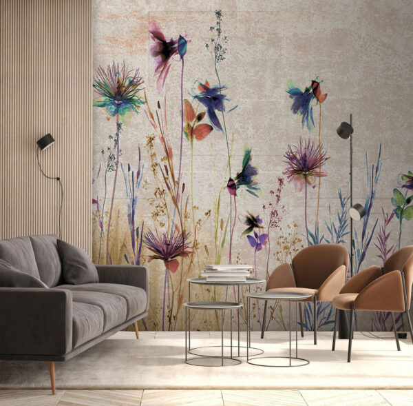 Bunte Blumen in einer ruhigen Landschaft. Bunte Blumen in einer ruhigen Landschaft.