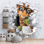 Fototapeten Giraffe Cartoonfigur mit Brille