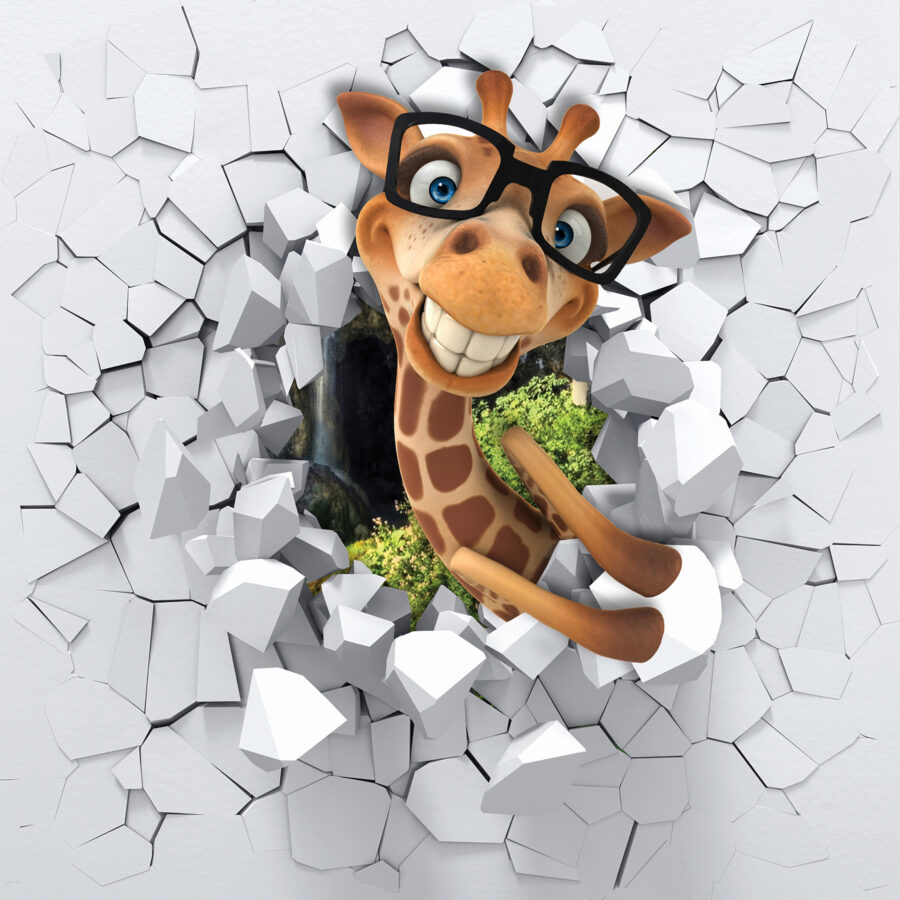 Giraffe Cartoonfigur mit Brille