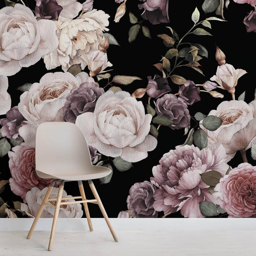 Elegantes Blumenarrangement auf dunklem Hintergrund