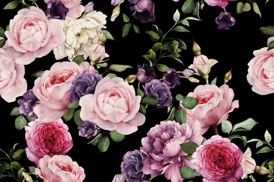 Elegantes Blumenarrangement auf dunklem Hintergrund