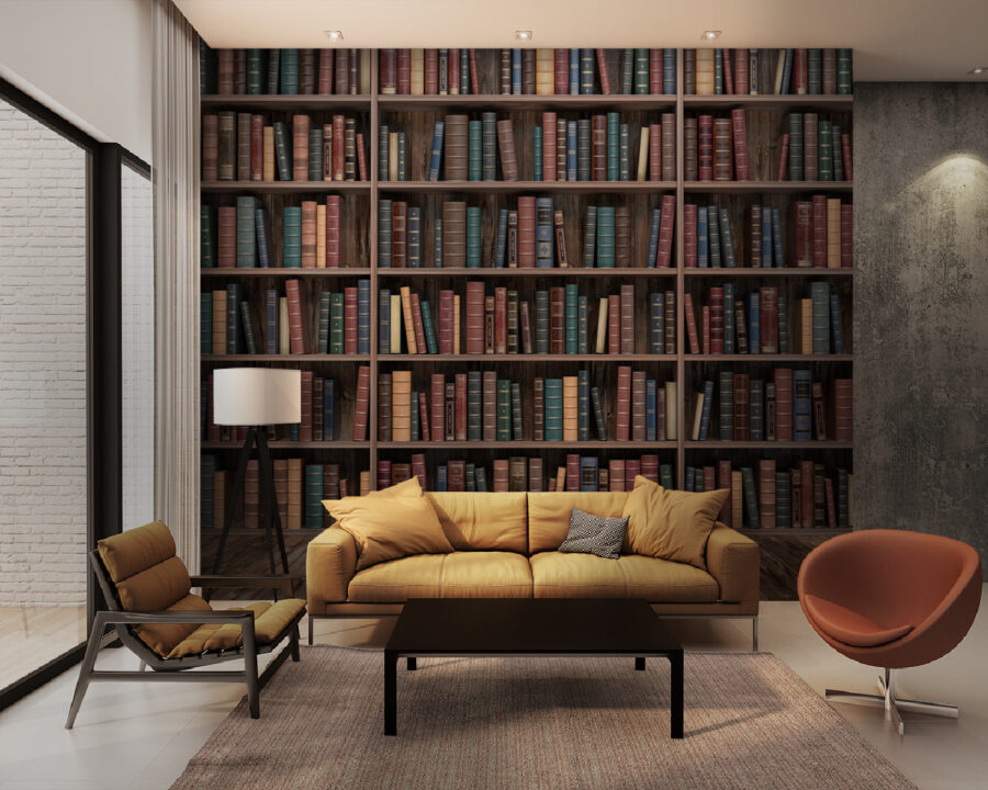 Fototapeten Großes Bücherregal mit vielen Büchern – Bild 6
