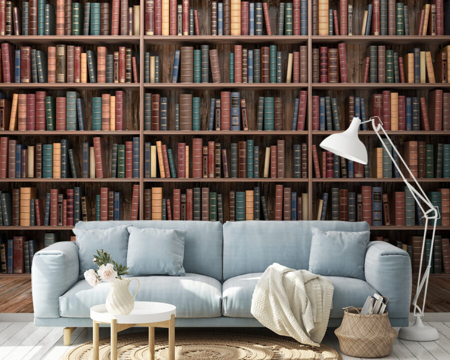 Fototapeten Großes Bücherregal mit vielen Büchern