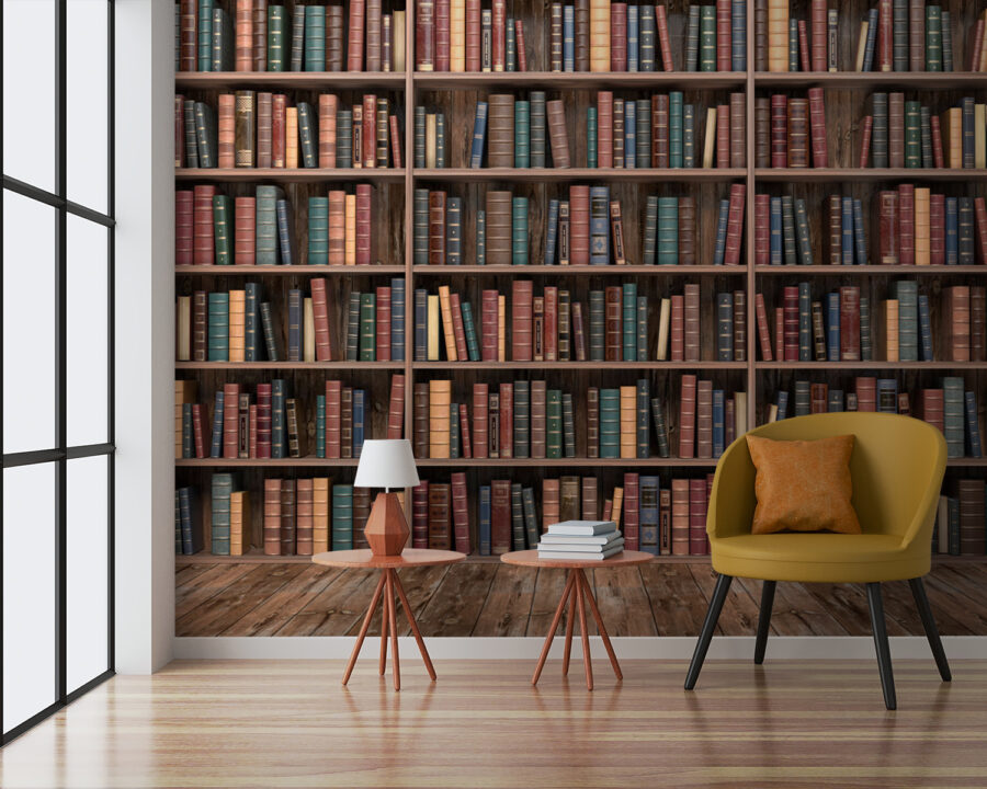 Fototapeten Großes Bücherregal mit vielen Büchern – Bild 7