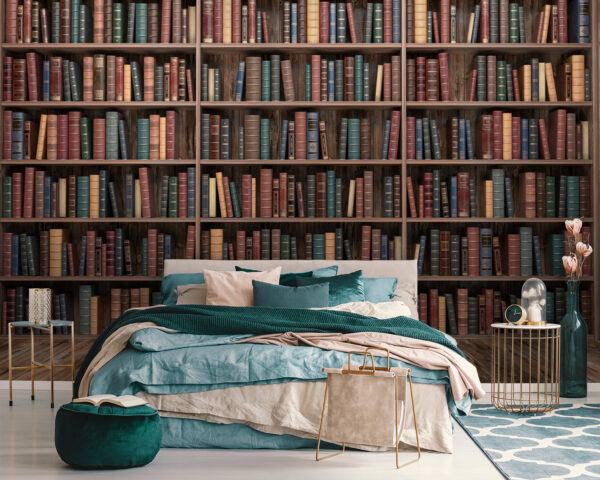 Großes Bücherregal mit vielen Büchern Großes Bücherregal mit vielen Büchern