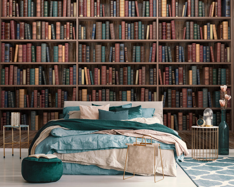 Fototapeten Großes Bücherregal mit vielen Büchern – Bild 2