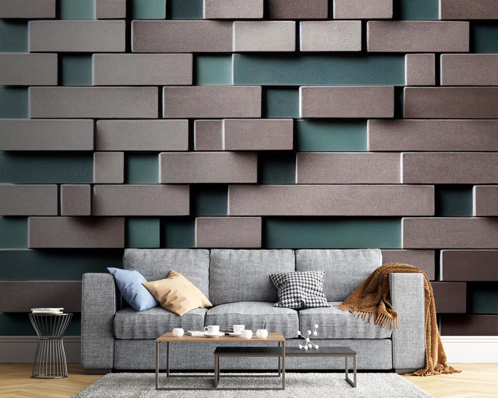 Wall of white and grey bricks