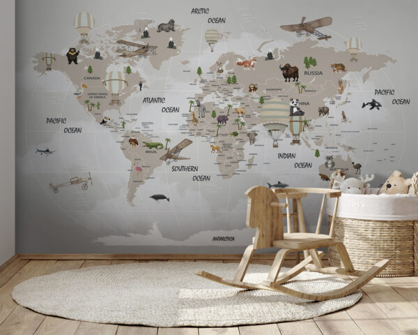 Karte der Welt mit Tieren Karte der Welt mit Tieren