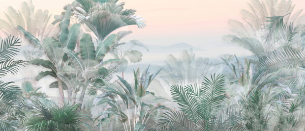 Neblige Landschaft mit Pflanzen Neblige Landschaft mit Pflanzen
