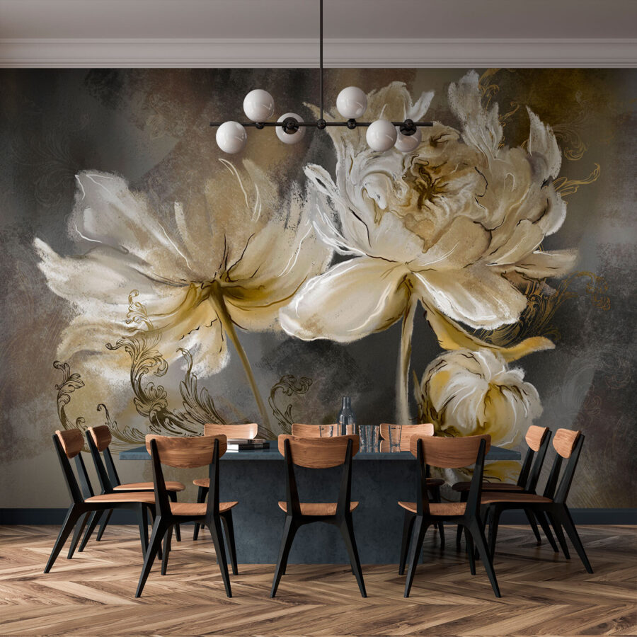 Malerei von Blumen auf einer Fläche