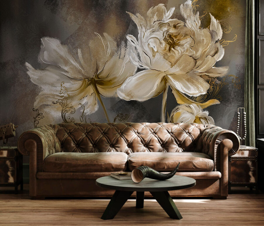 Malerei von Blumen auf einer Fläche