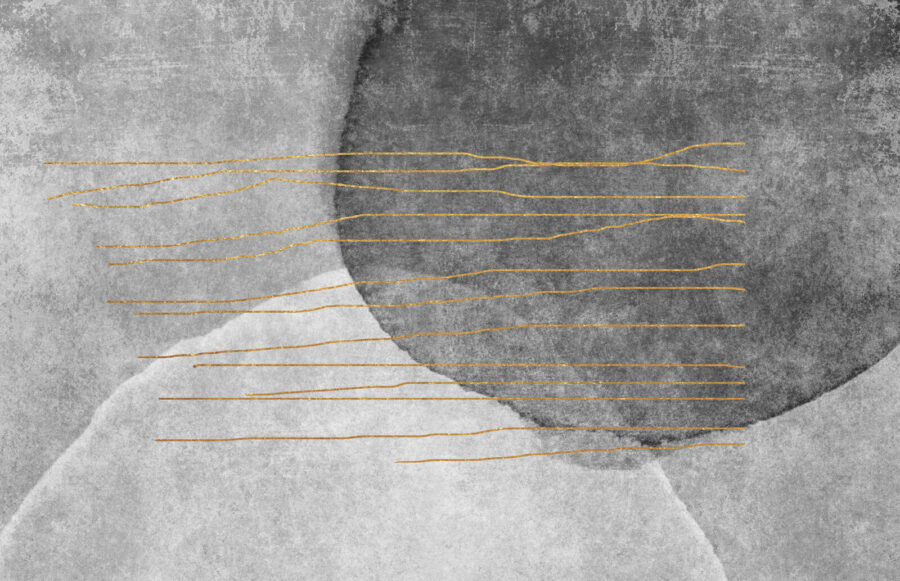 Graue und weiße Malerei mit orangefarbenen Linien