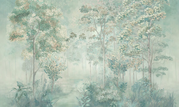 Wallpaper with trees and plants