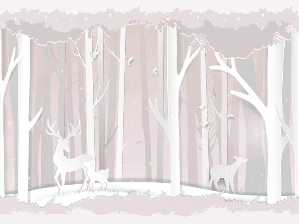 Papierausschnitt eines Rehs im Wald Papierausschnitt eines Rehs im Wald