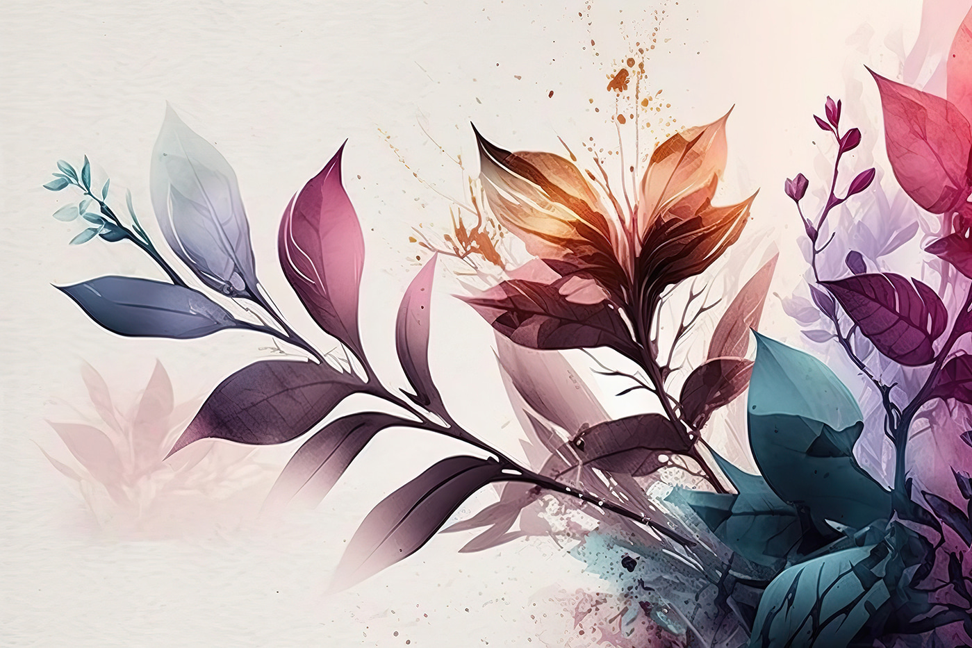 Vibrant foliage in soft pastel hues