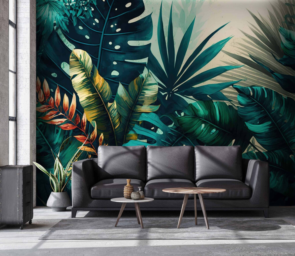Group of tropical leaves
