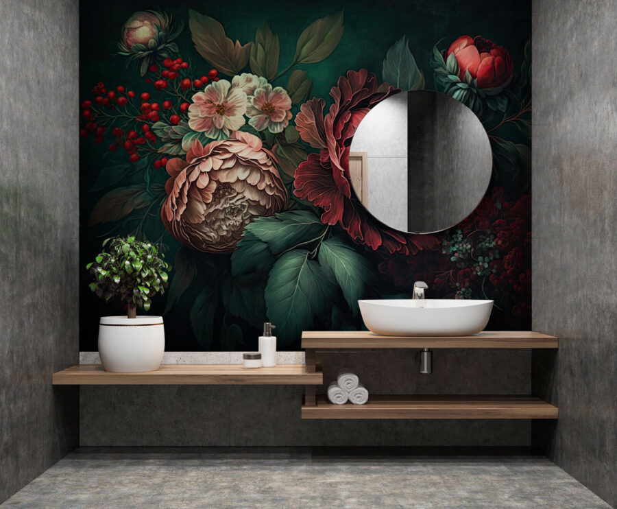 Malerei von Blumen und Blättern