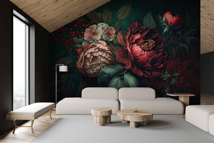 Malerei von Blumen und Blättern