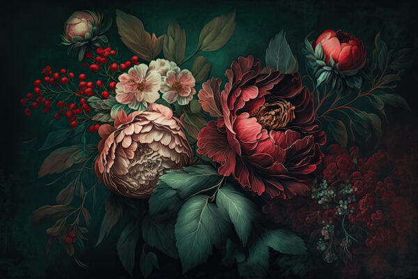 Malerei von Blumen und Blättern Malerei von Blumen und Blättern