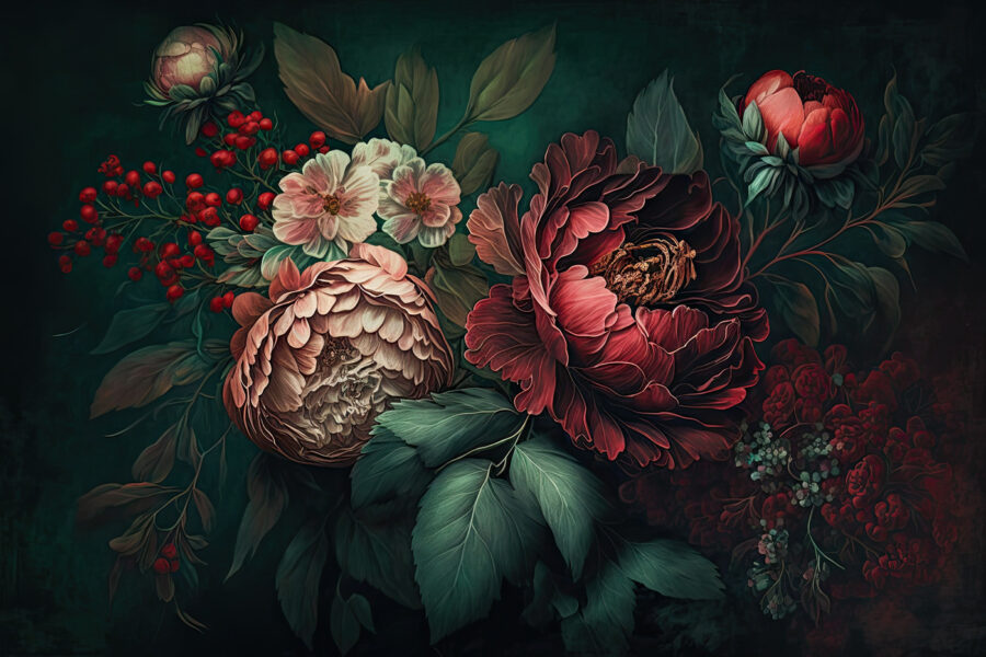 Malerei von Blumen und Blättern