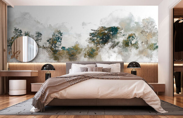 Aquarell von Bäumen und Wolken Aquarell von Bäumen und Wolken