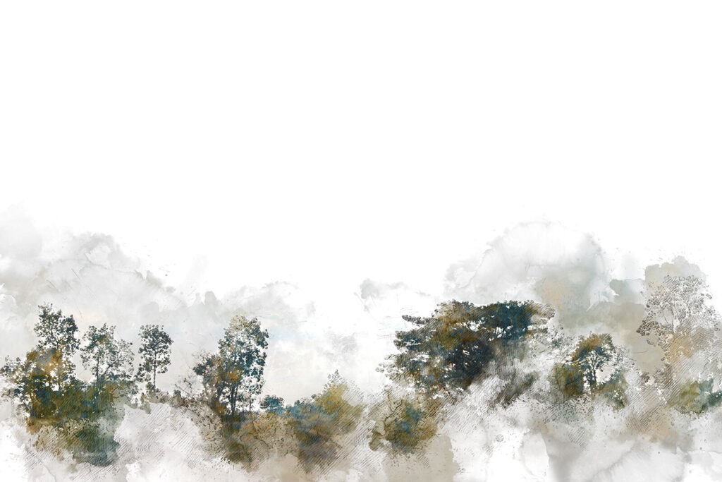 Aquarell von Bäumen und Wolken Aquarell von Bäumen und Wolken