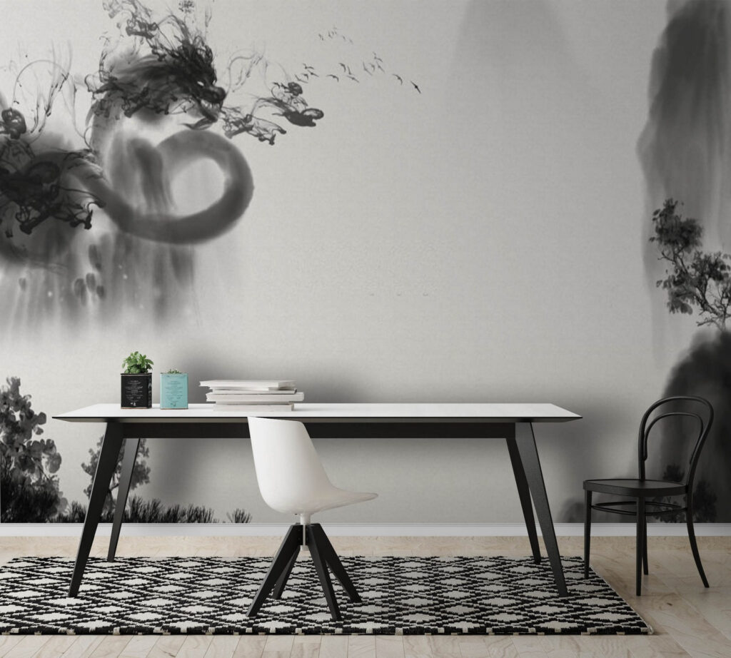 Black and white image of a dragon