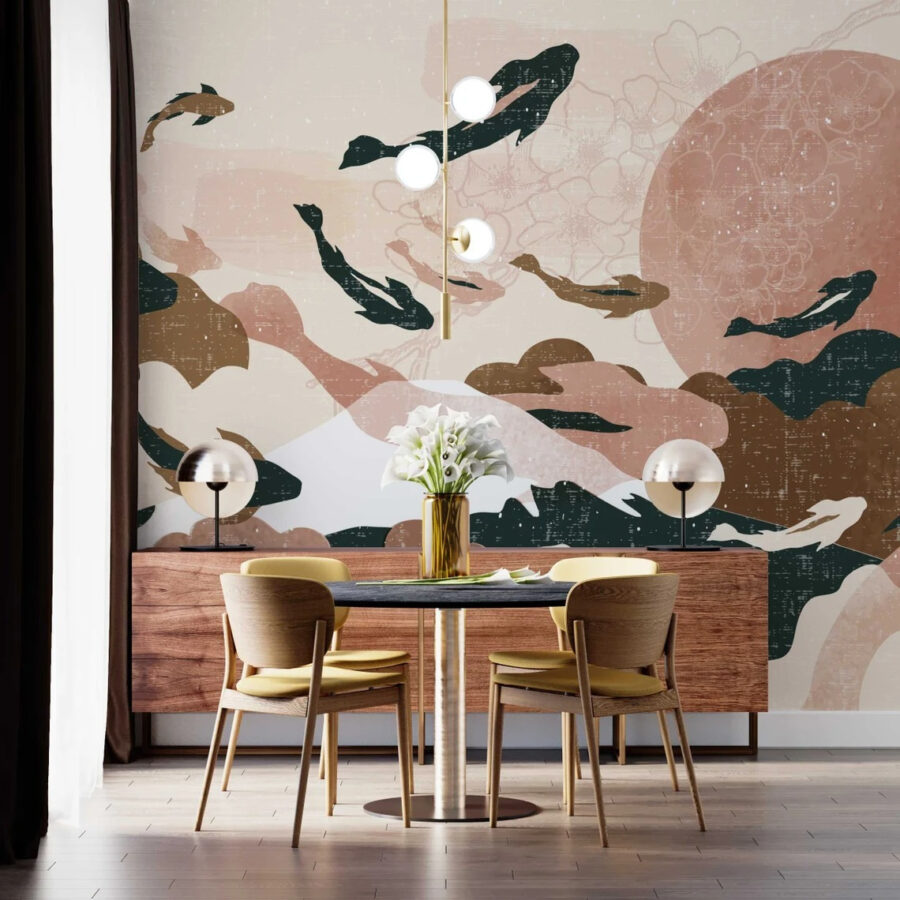 Gemälde von Fischen am Himmel